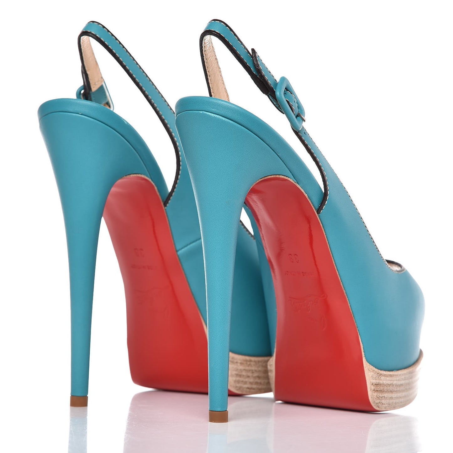 Calfskin Palais Royal Trepointe Sling 140 Pumps 38 Riviera Grezzo