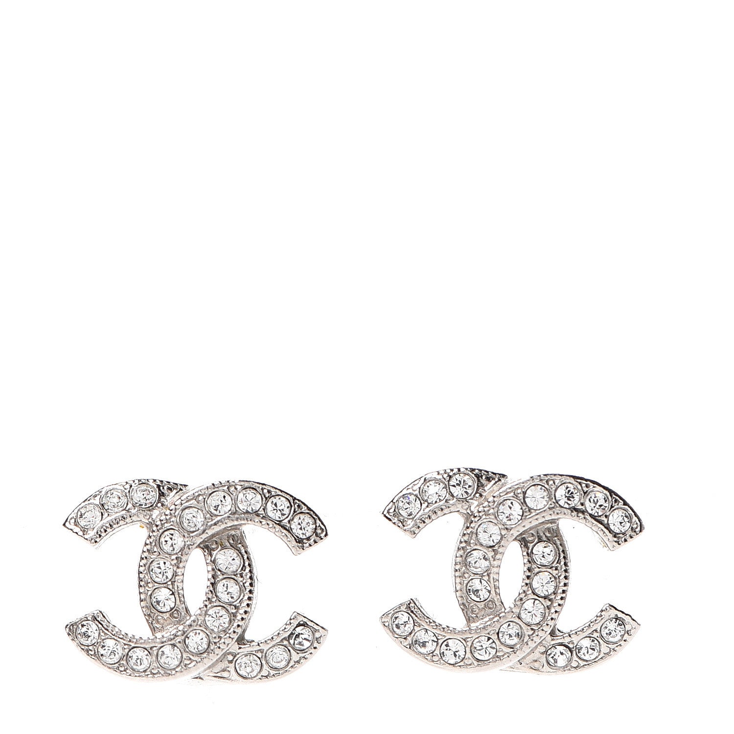 Chanel Crystal CC Earrings Silver 1 of 5