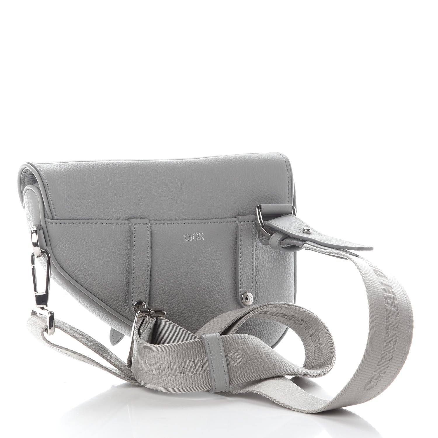 Christian Dior Grained Calfskin Mens Mini Saddle Bag Gray 3 of 7