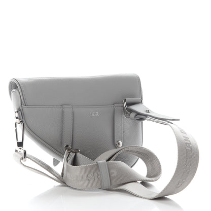 Christian Dior Grained Calfskin Mens Mini Saddle Bag Gray 3 of 7