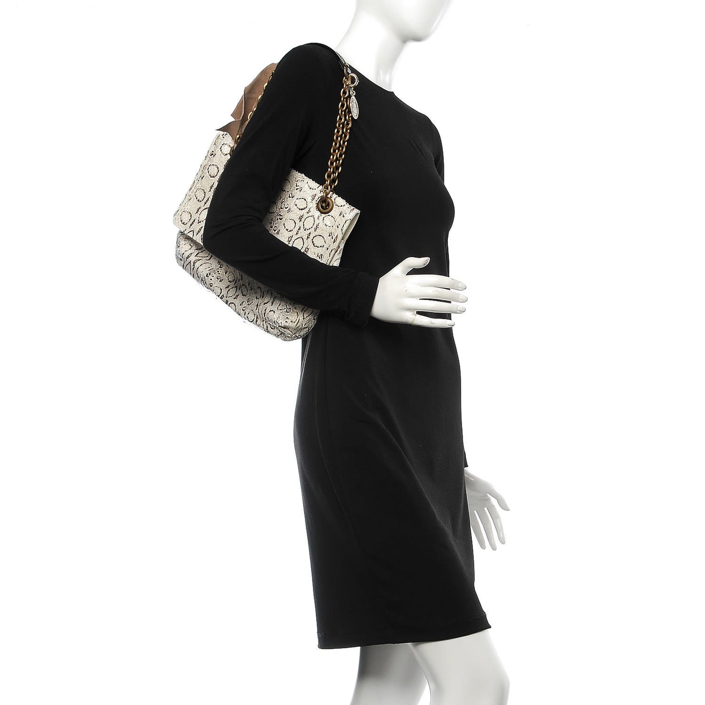 Snakeskin Medium Happy Shoulder Bag White