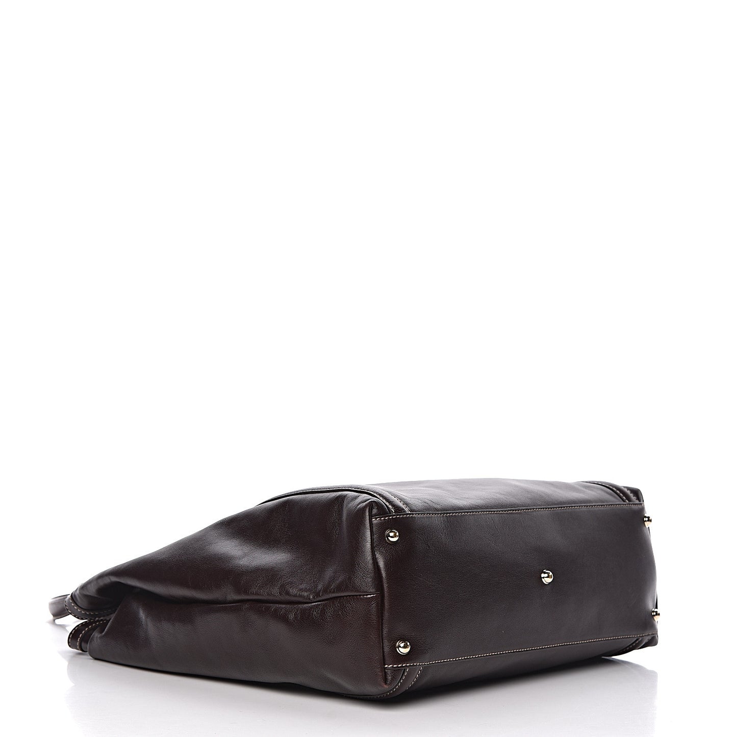 Calfskin Large Britt Shoulder Bag Dark Brown