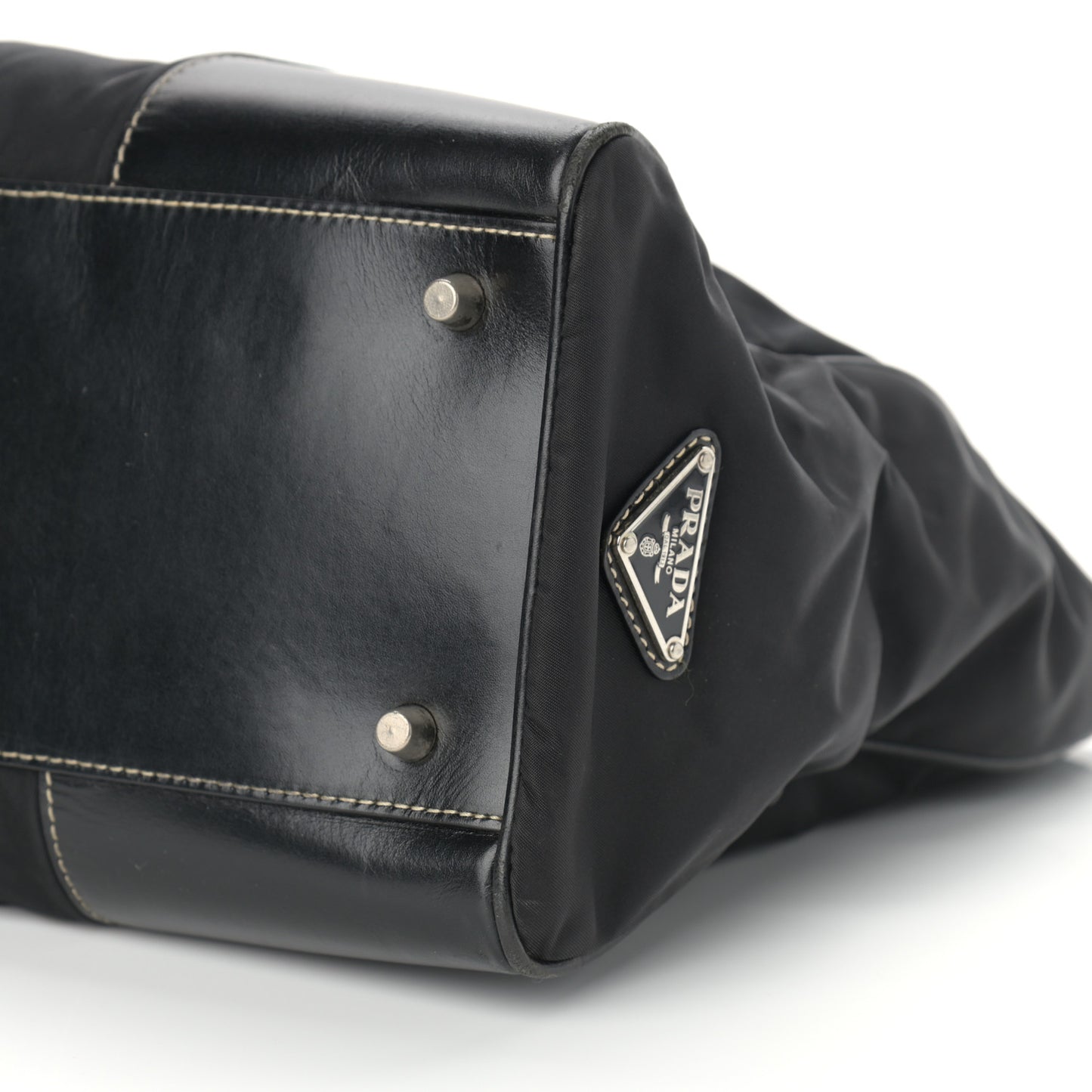 Calfskin Nylon Buckle Shoulder Bag Black
