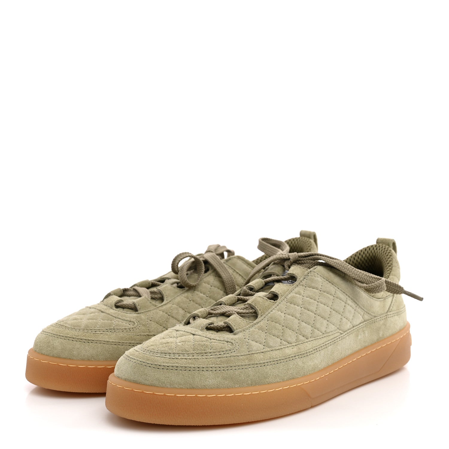 Chanel Suede Calfskin Low Top Sneakers 41 Khaki 4 of 9