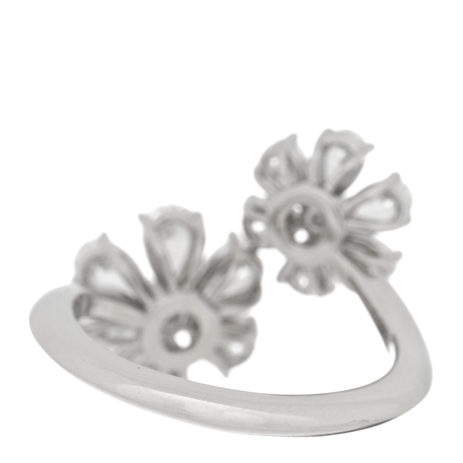 Harry Winston Platinum Diamond Forget-Me-Not Flower Twin Ring 53 6.25 3 of 5