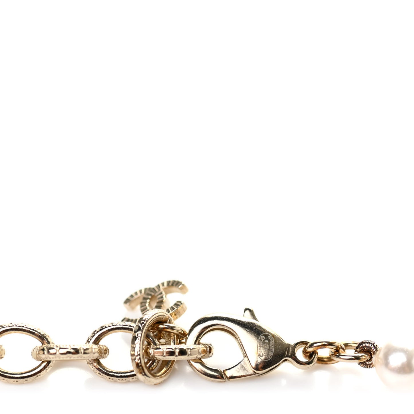 Pearl Crystal CC Short Necklace Gold