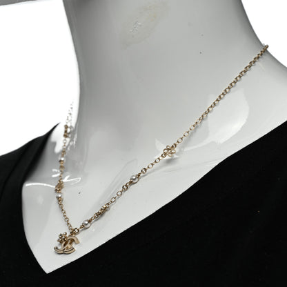 Chanel Crystal Pearl CC Necklace Gold 2 of 6
