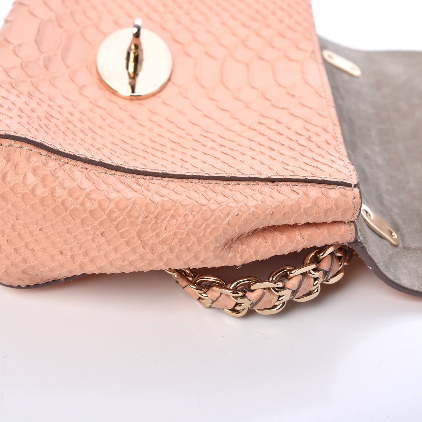 Nappa Snake Embossed Small Lily Natural
