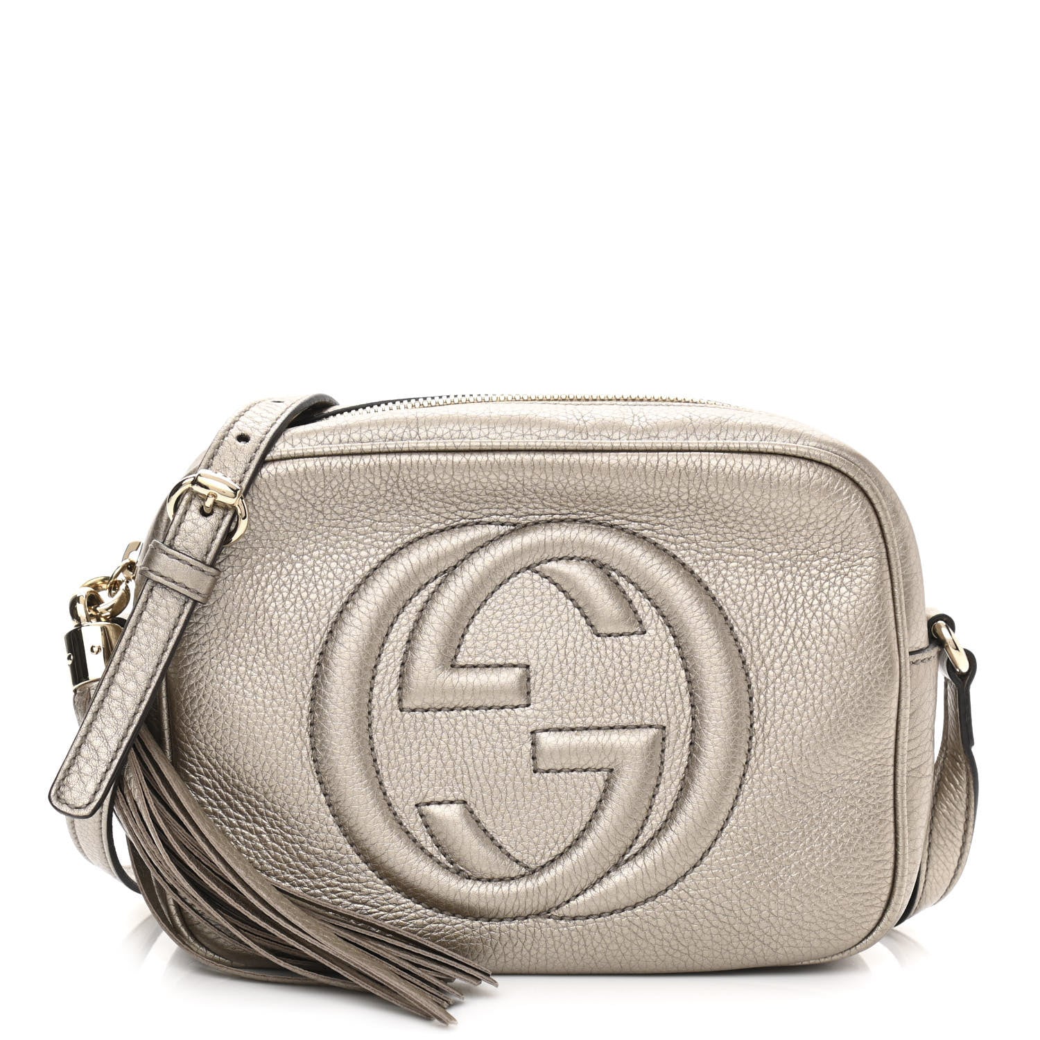 Gucci Metallic Pebbled Calfskin Small Soho Disco Bag Golden Beige 1 of 10