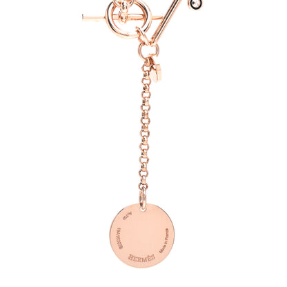 Hermes 18K Rose Gold Diamond PM Ex-Libris Pendant Necklace 4 of 5