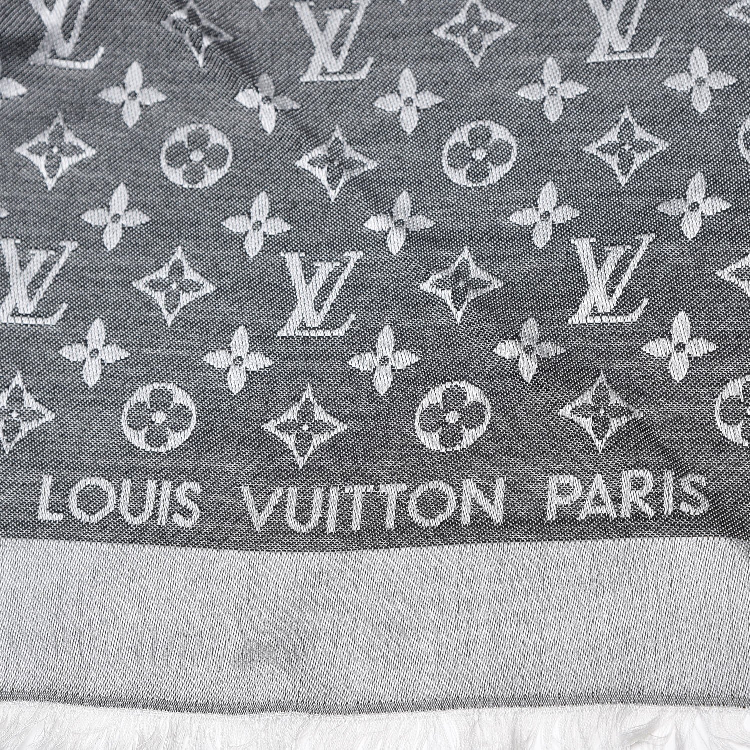Louis Vuitton Wool Silk Monogram Denim Shawl Black 3 of 4