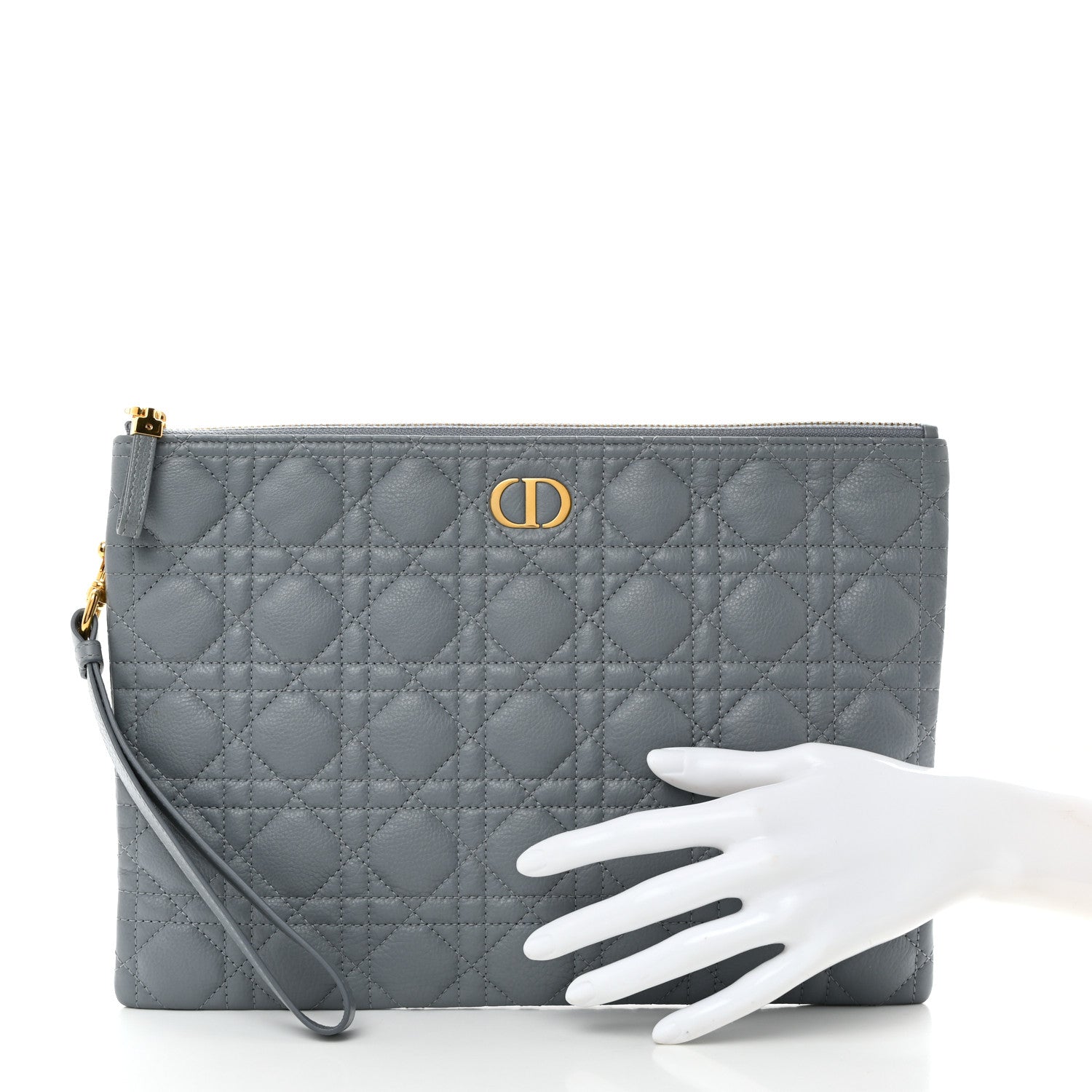 Christian Dior Supple Calfskin Cannage Large Caro Daily Pouch Cloud Blue 2 of 7