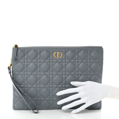Christian Dior Supple Calfskin Cannage Large Caro Daily Pouch Cloud Blue 2 of 7