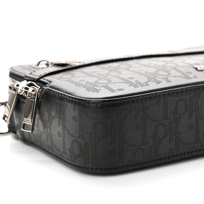 Christian Dior Calfskin Perforated Oblique Galaxy Safari Messenger Bag Black 7 of 8