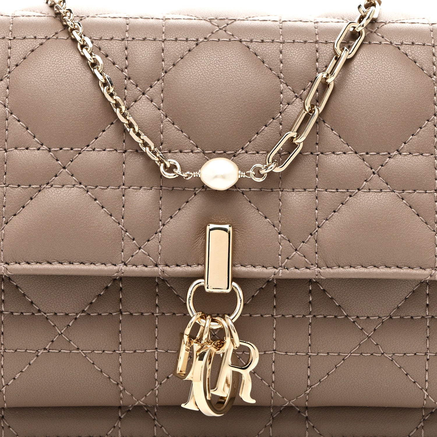 Christian Dior Lambskin Cannage Chain My Dior Daily Chain Pouch Warm Taupe 8 of 10