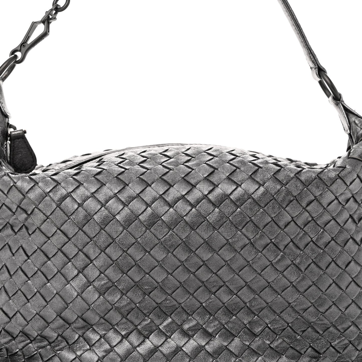 Metallic Nappa Intrecciato Small Shoulder Bag Steel