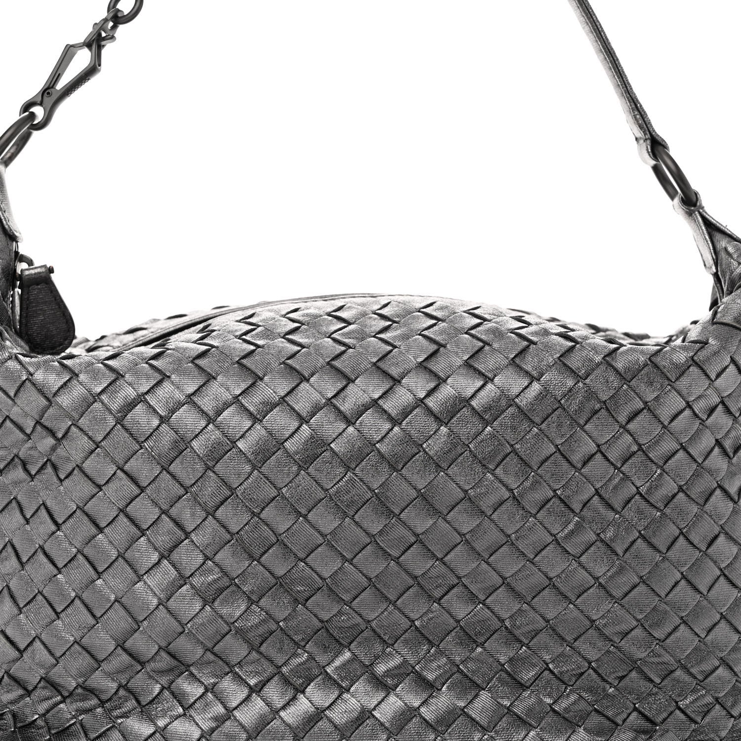Bottega Veneta Metallic Nappa Intrecciato Small Shoulder Bag Steel 8 of 12