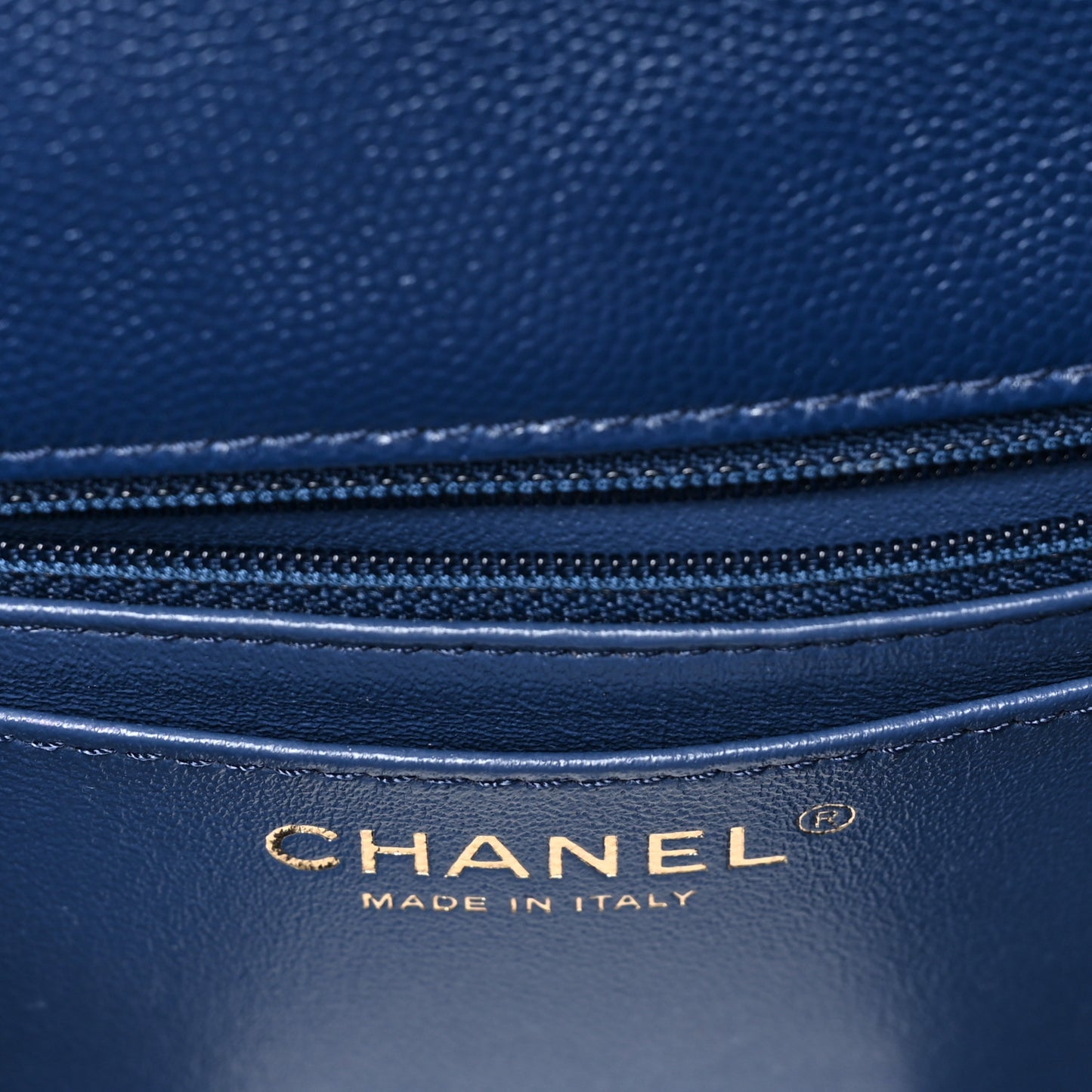 Caviar Quilted Mini Rectangular Flap Dark Blue