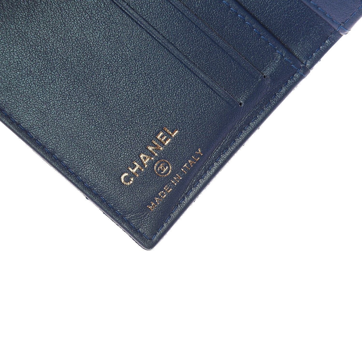 Chanel Iridescent Caviar Quilted Card Holder Wallet Dark Blue 5 of 6