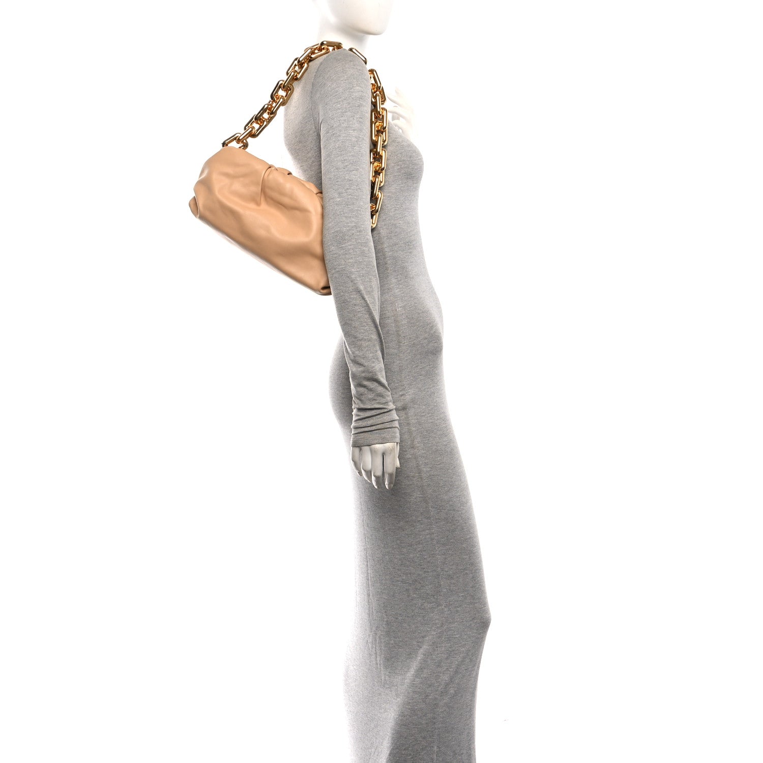 Bottega Veneta Calfskin The Pouch Chain Almond 2 of 9