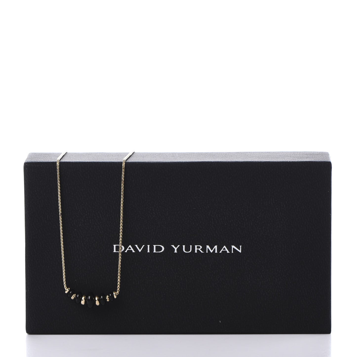 18K Yellow Gold Black Onyx Rio Rondelle Short Station Necklace