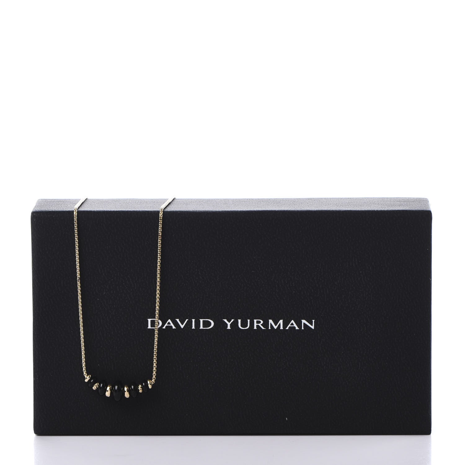 David Yurman 18K Yellow Gold Black Onyx Rio Rondelle Short Station Necklace 7 of 7