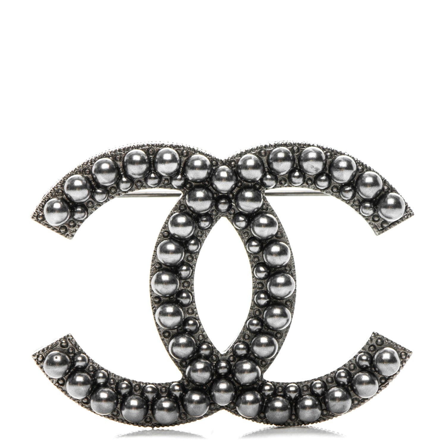 Chanel Ruthenium Pearl CC Brooch Dark Grey 1 of 4