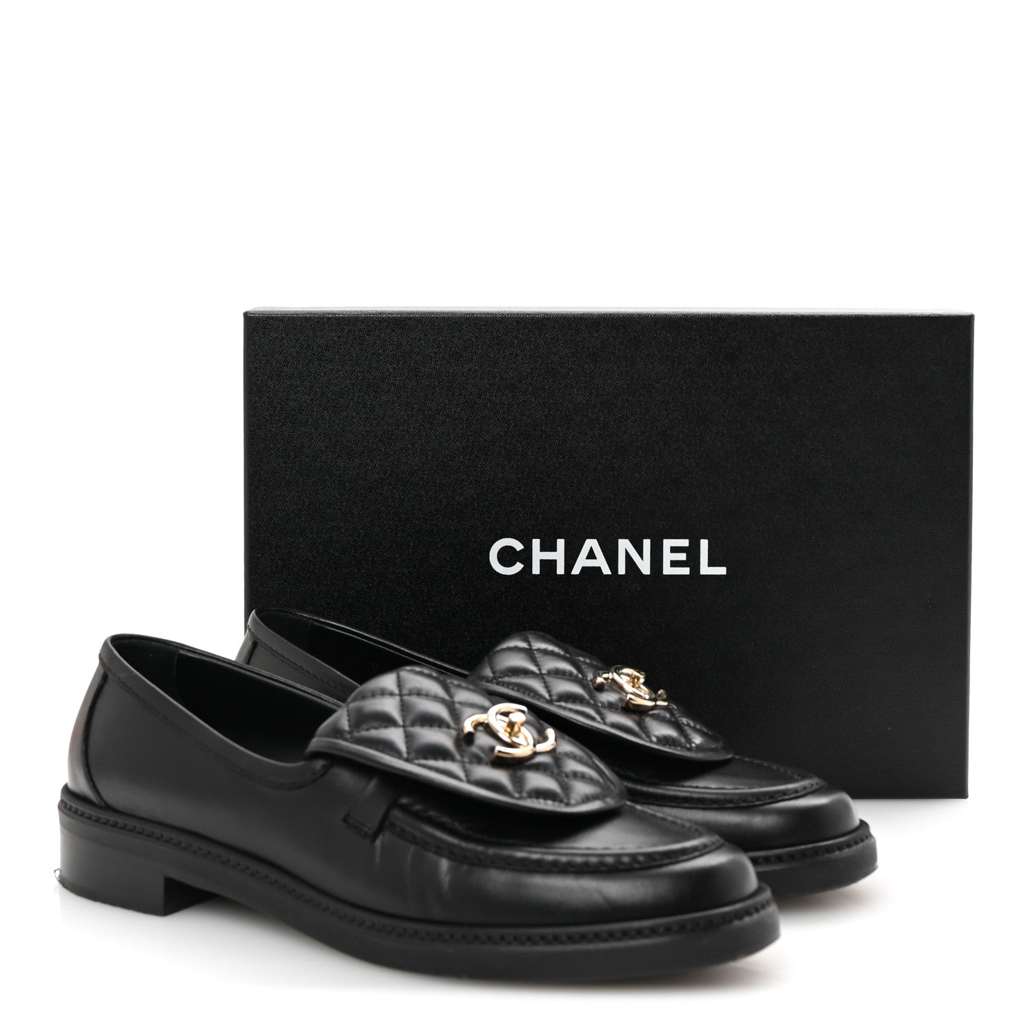 Chanel Lambskin Quilted CC Turnlock Loafers 40.5 Black 10 of 10