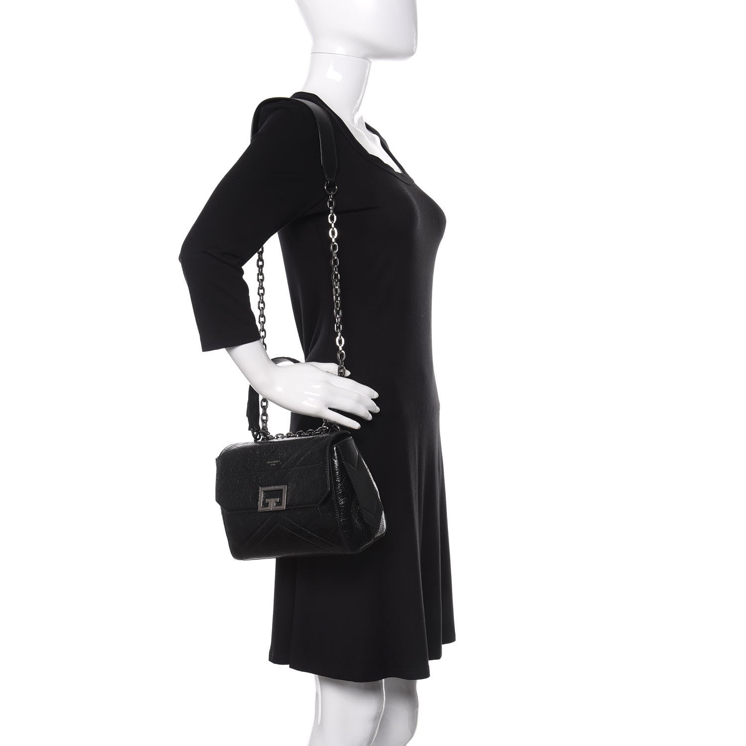 Givenchy Creased Patent Calfskin Small ID Flap Black 2 of 11