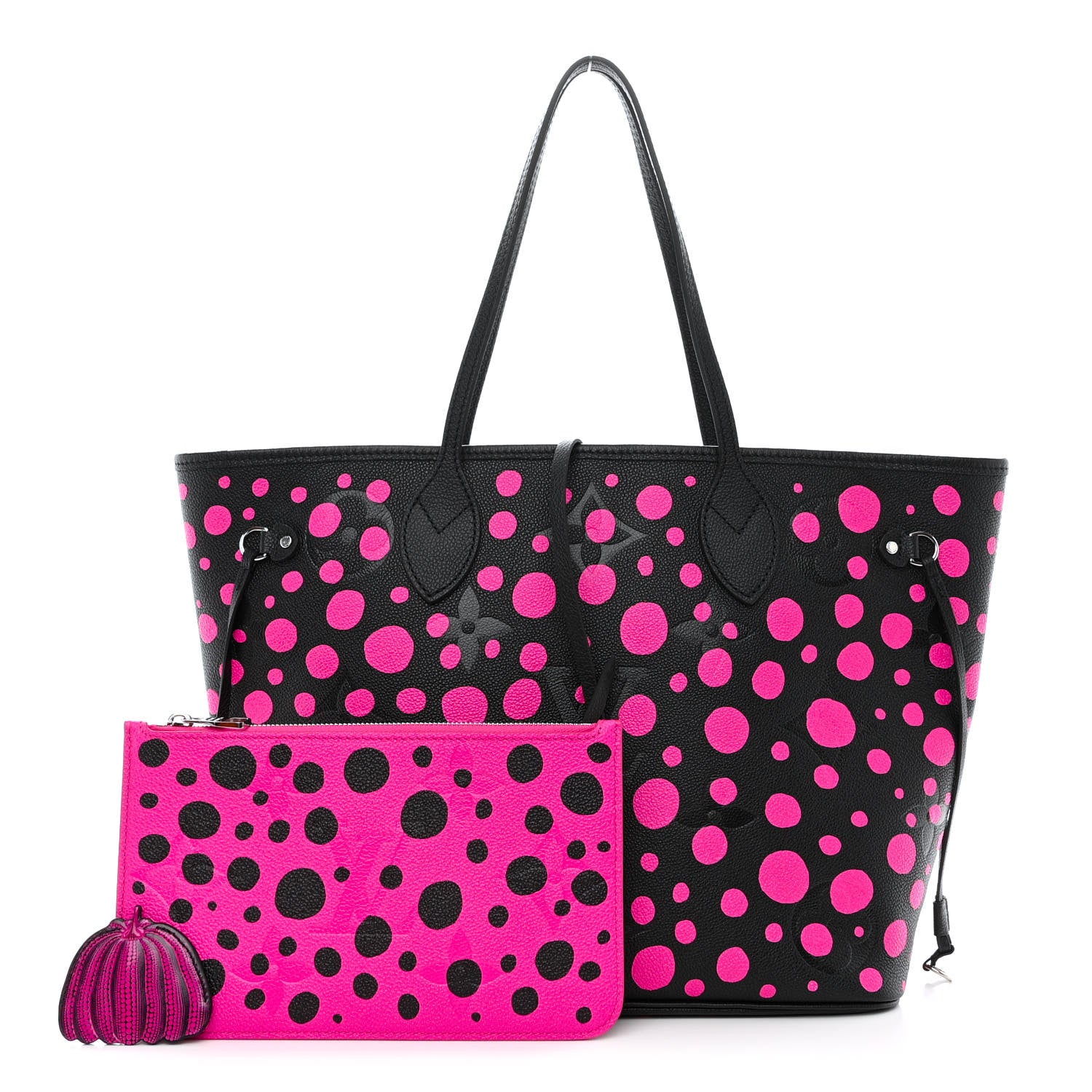 Louis Vuitton LV X YK Empreinte Infinity Dots Neverfull MM Black Fuchsia 1 of 12