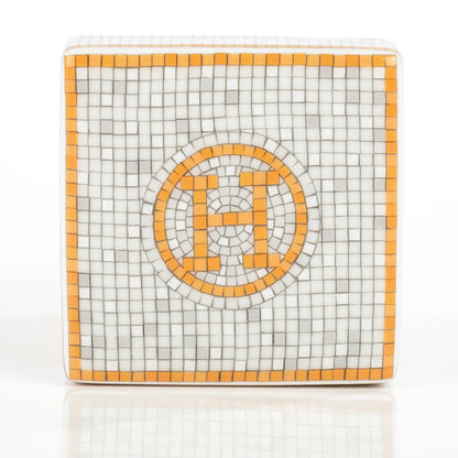 Hermes Porcelain Small Mosaique Au 24 Sugar Box 4 of 10
