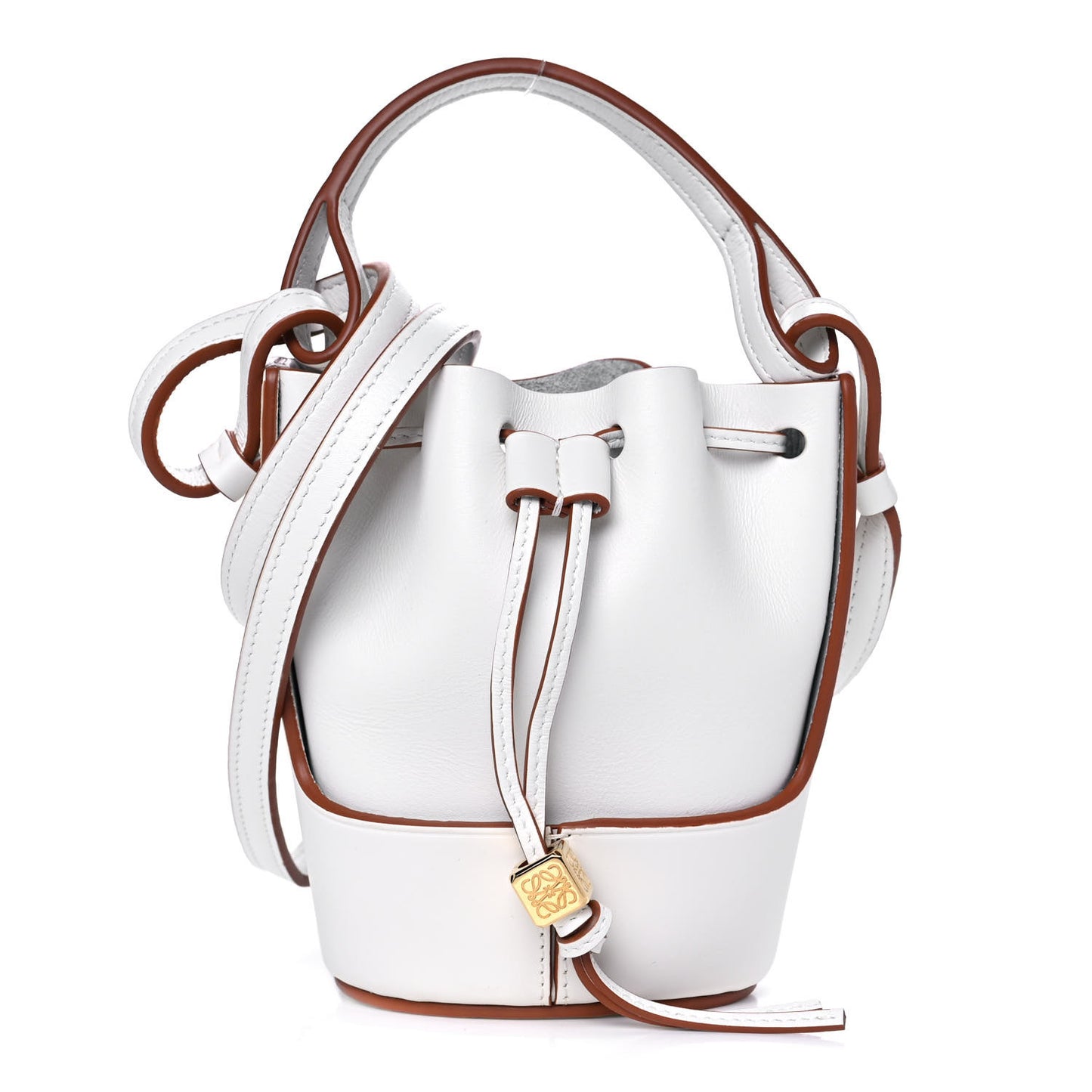 Calfskin Nano Balloon Bucket Bag Soft White