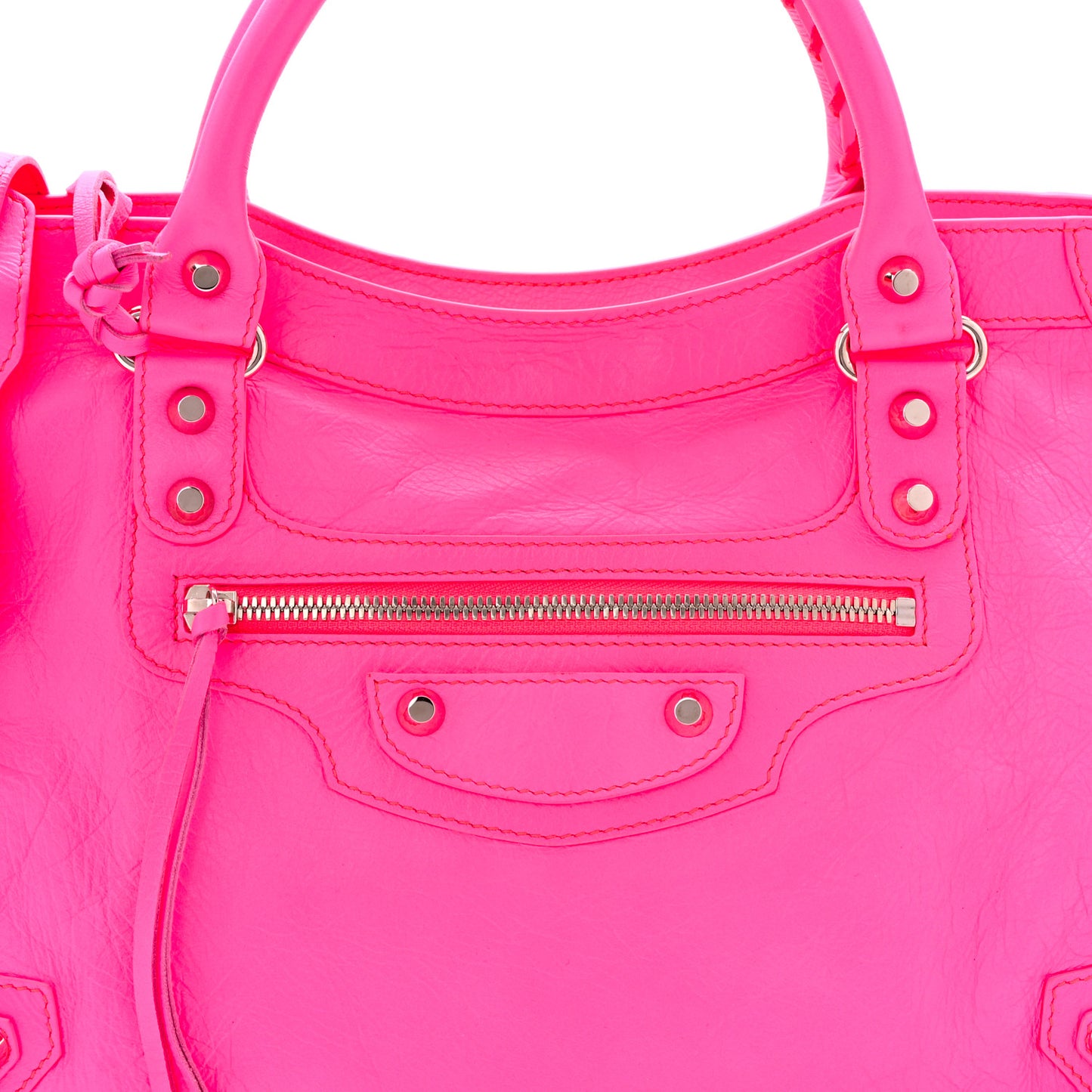 Agneau Classic Silver Hardware City Rose Fluo