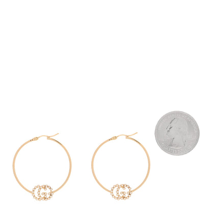 Gucci 18K Yellow Gold Diamond Running GG Hoop Earrings 2 of 4
