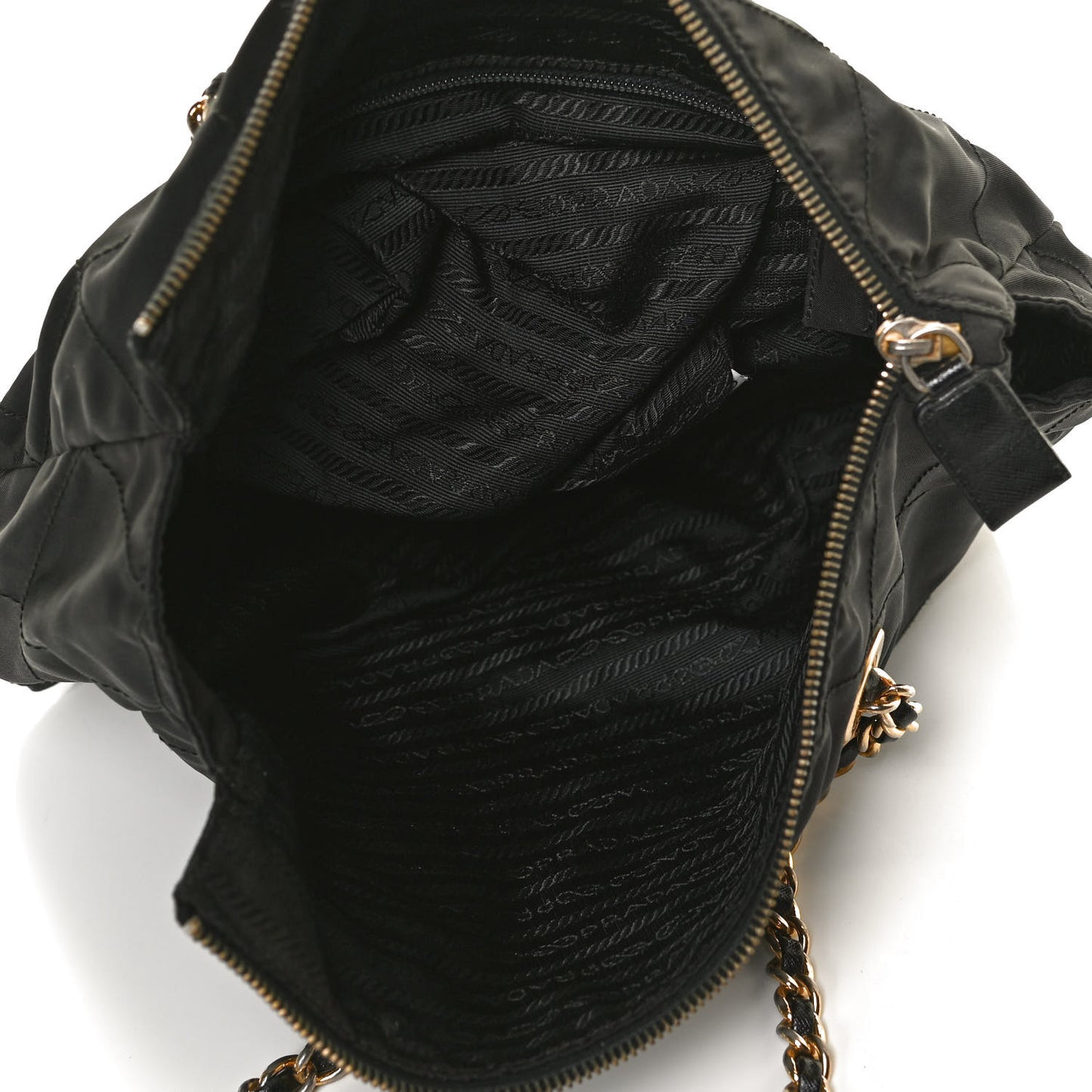 Tessuto Nylon Quilted Chain Tote Black