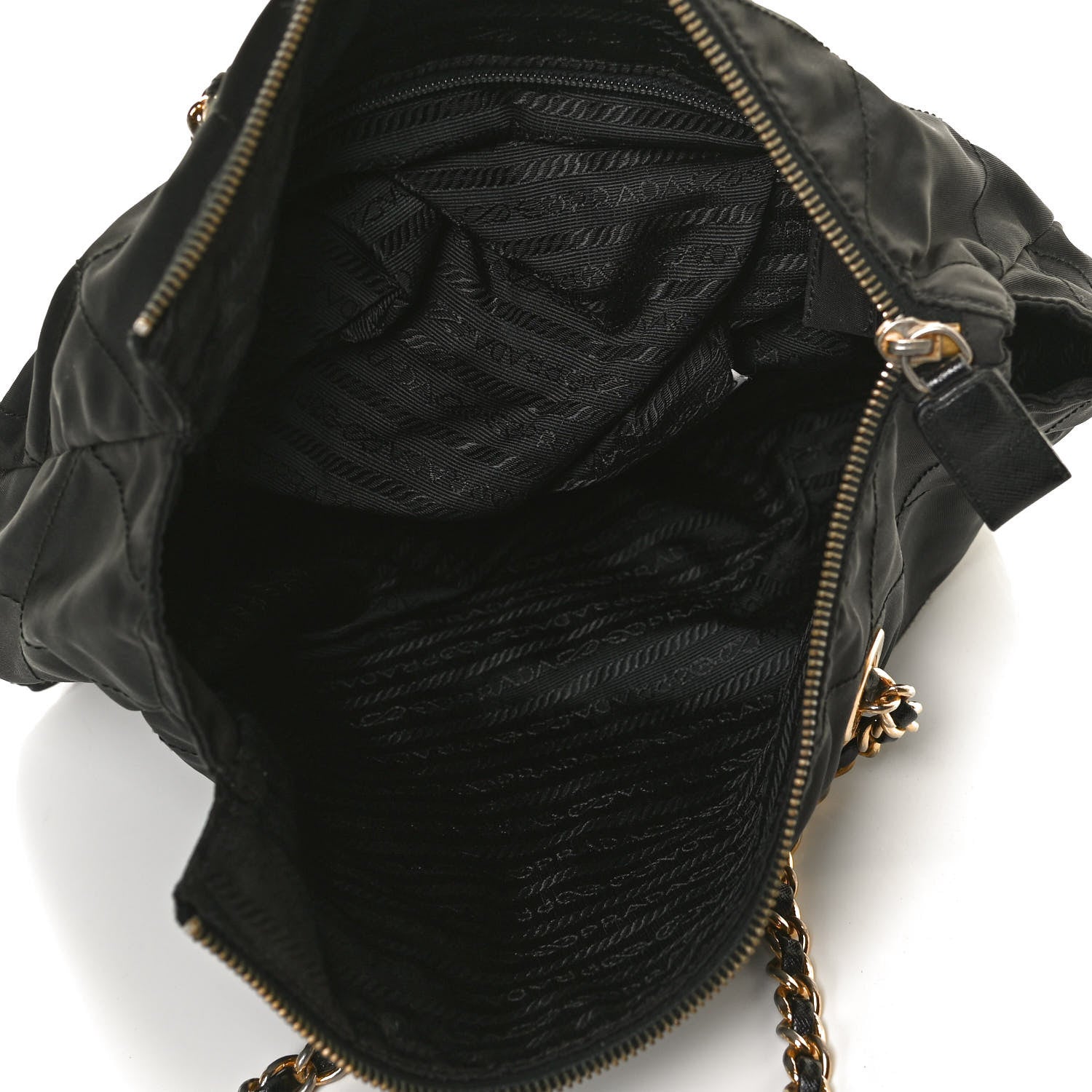 Prada Tessuto Nylon Quilted Chain Tote Black 4 of 9