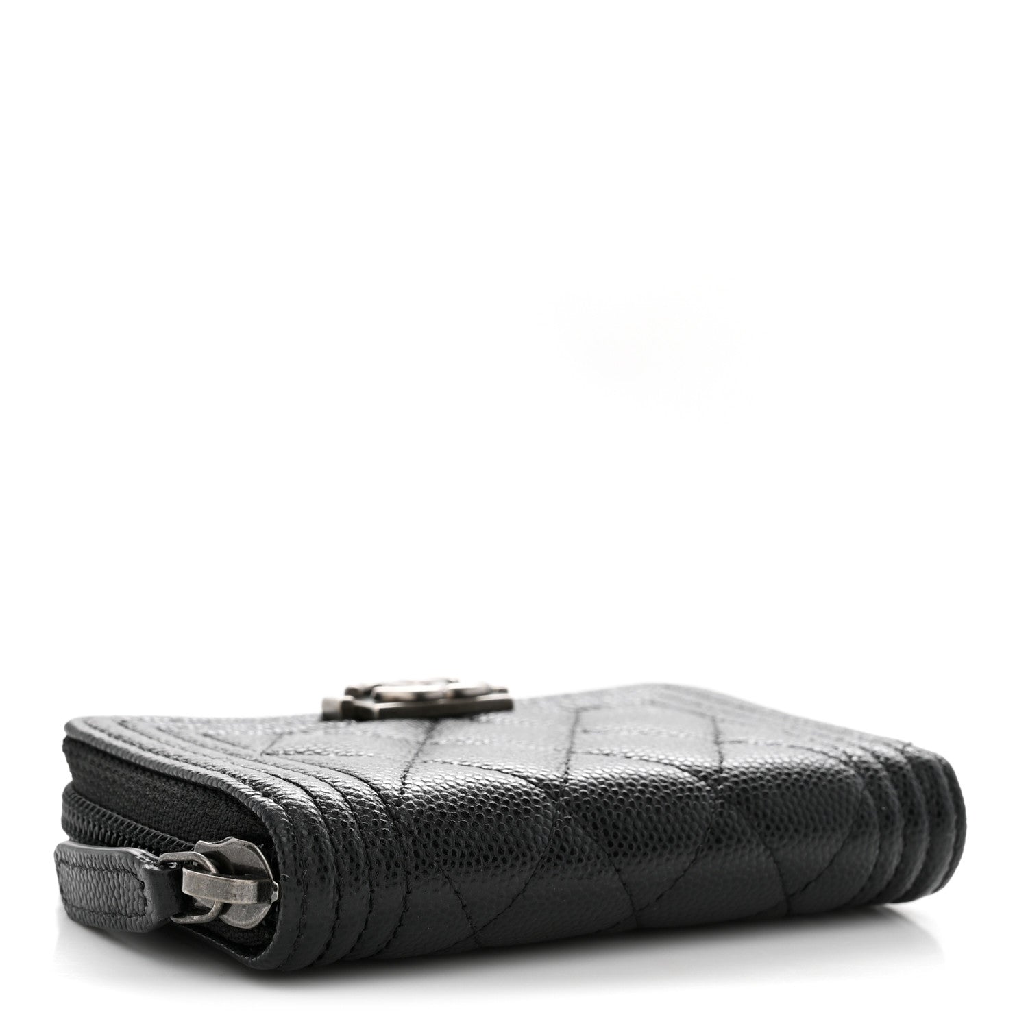 Chanel Caviar Quilted Boy Zip Around Coin Purse Wallet Black 4 of 8