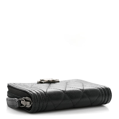 Chanel Caviar Quilted Boy Zip Around Coin Purse Wallet Black 4 of 8
