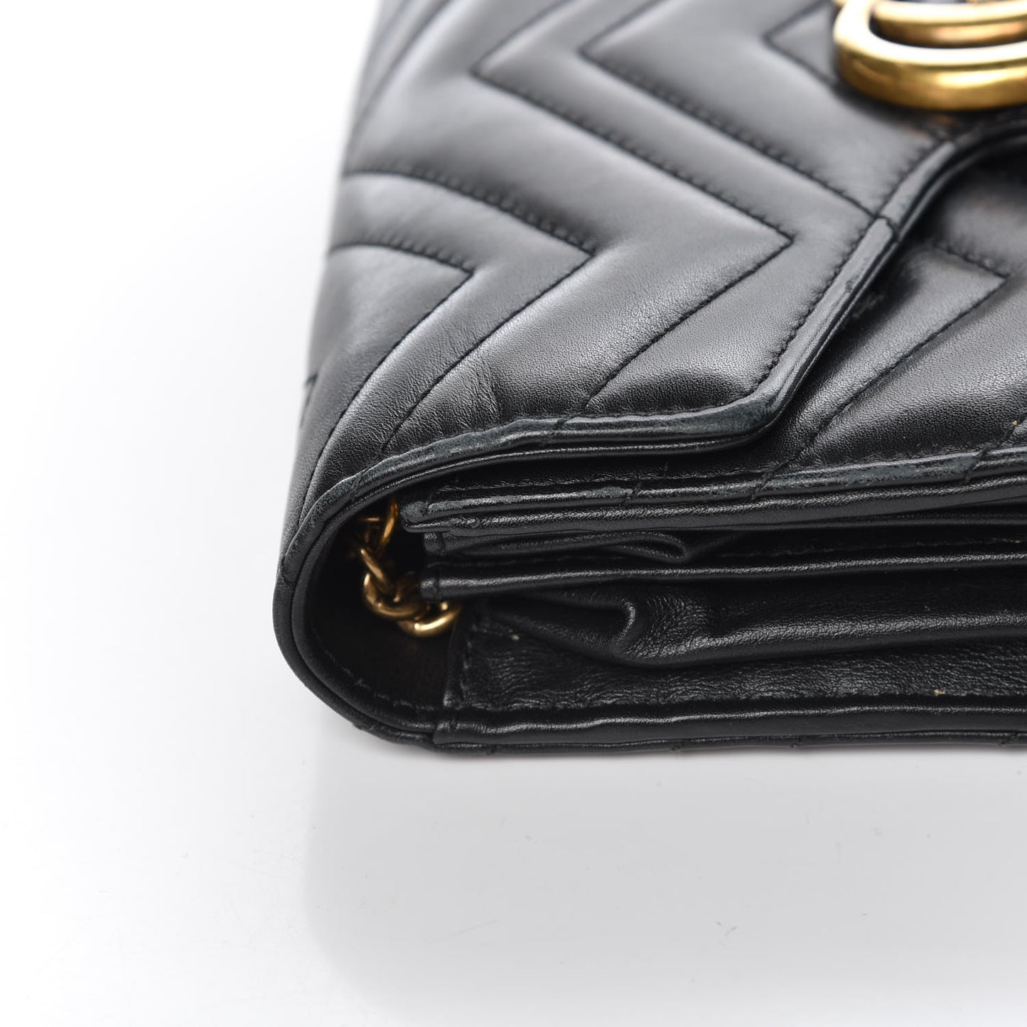 Calfskin Matelasse GG Marmont Chain Wallet Black