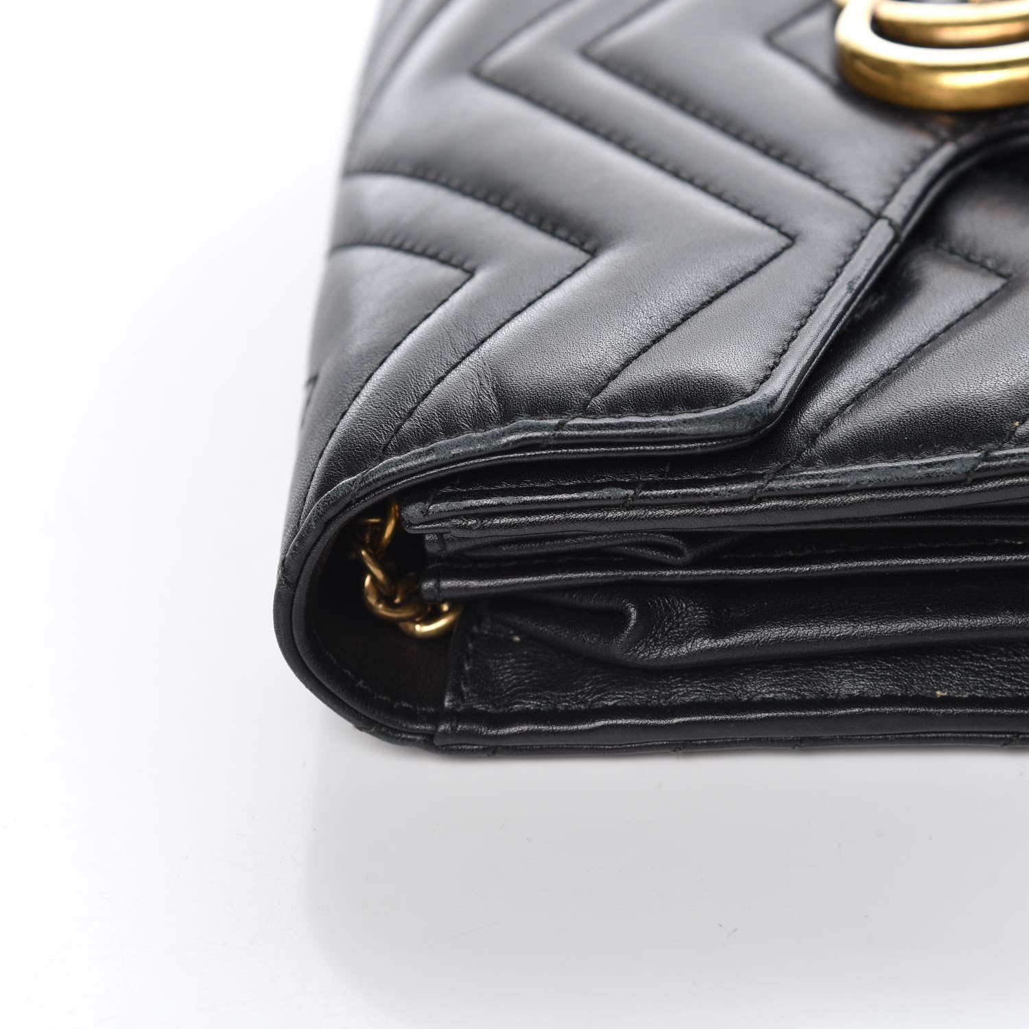 Gucci Calfskin Matelasse GG Marmont Chain Wallet Black 12 of 14