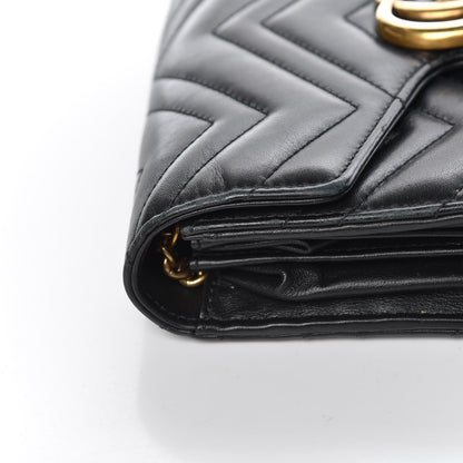 Gucci Calfskin Matelasse GG Marmont Chain Wallet Black 12 of 14