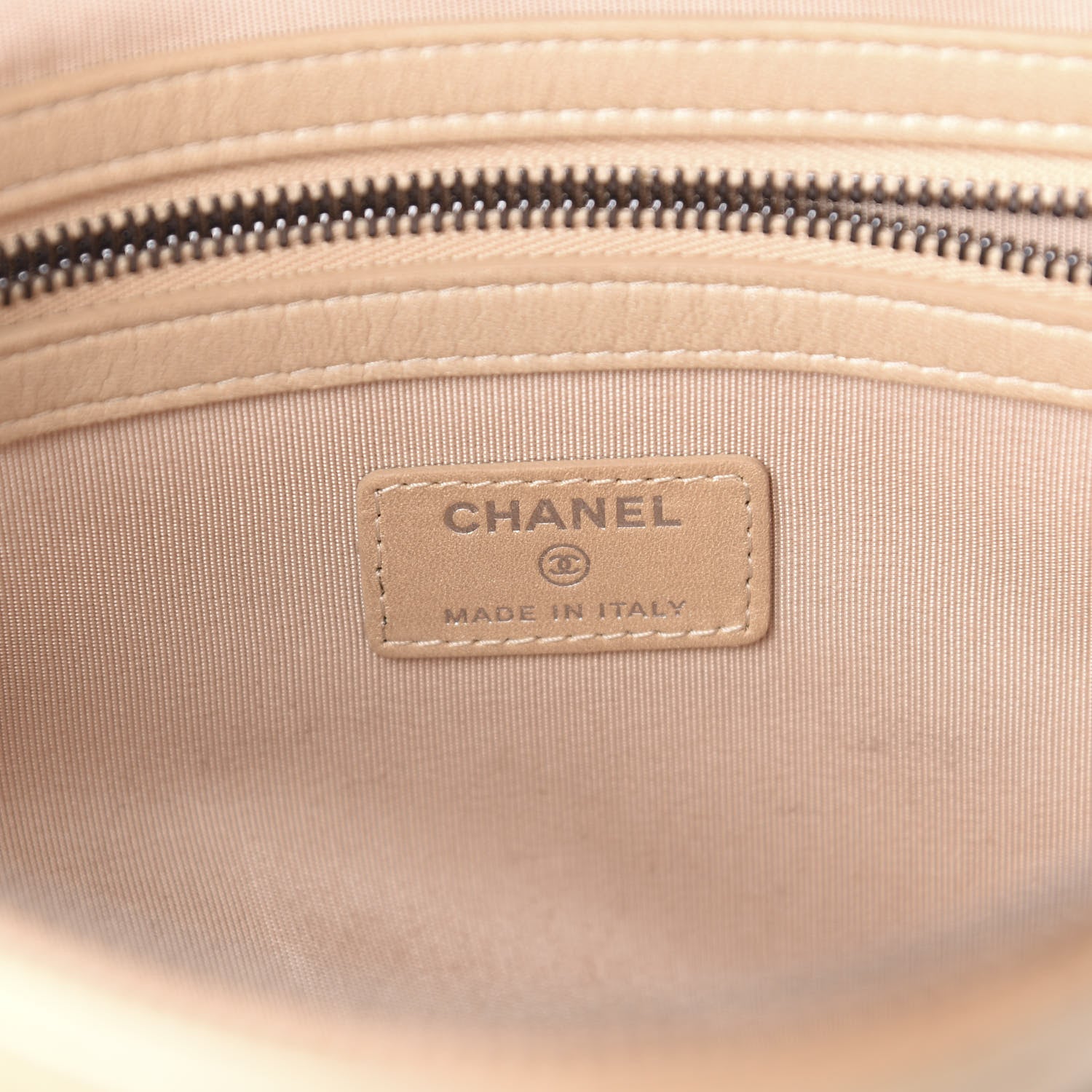 Chanel Iridescent Lambskin Quilted Medium Cosmetic Case Beige 10 of 11