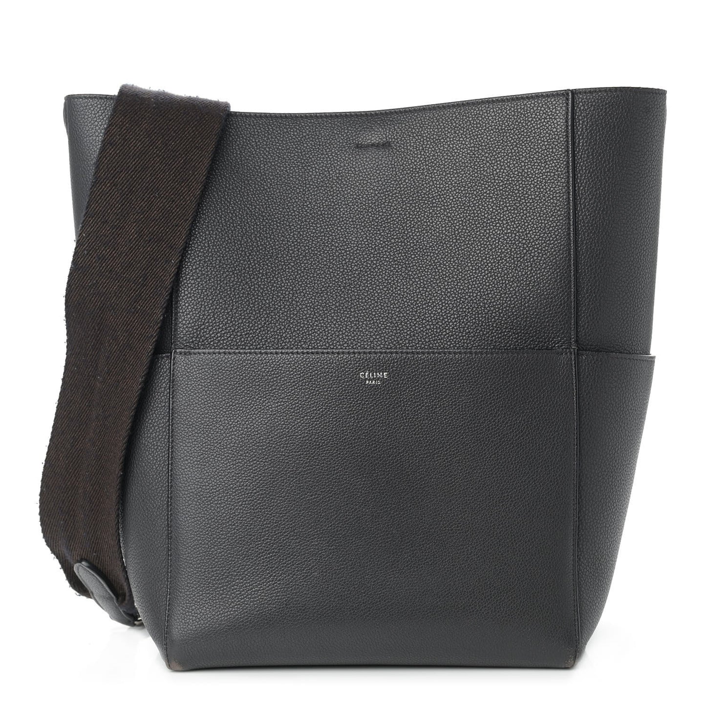 Soft Grained Calfskin Sangle Bucket Bag Anthracite