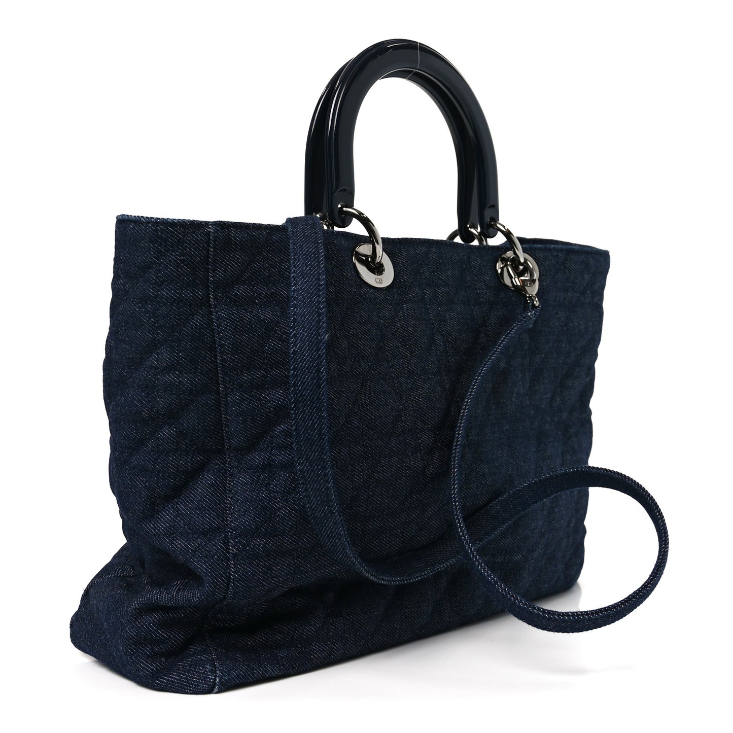 Denim Cannage Large Soft Lady Dior Tote Blue