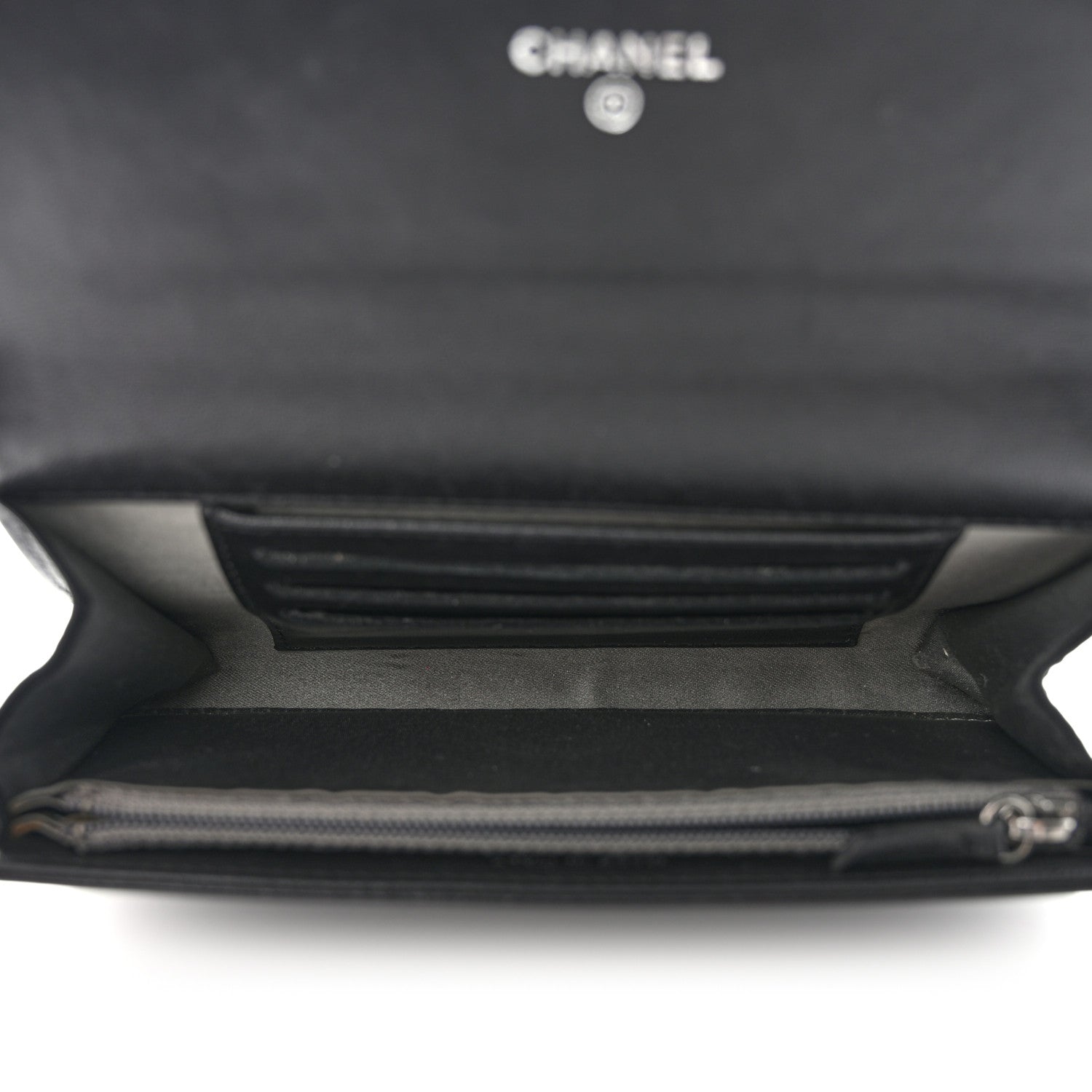 Chanel Lambskin Camellia Embossed Medium Wallet Black 5 of 9