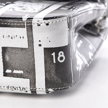 Chanel Lambskin Hand Painted Medium Double Flap Black Silver 9 of 12