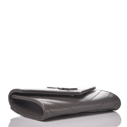 Saint Laurent Grain De Poudre Matelasse Chevron Small Monogram Envelope Wallet Earth 4 of 8