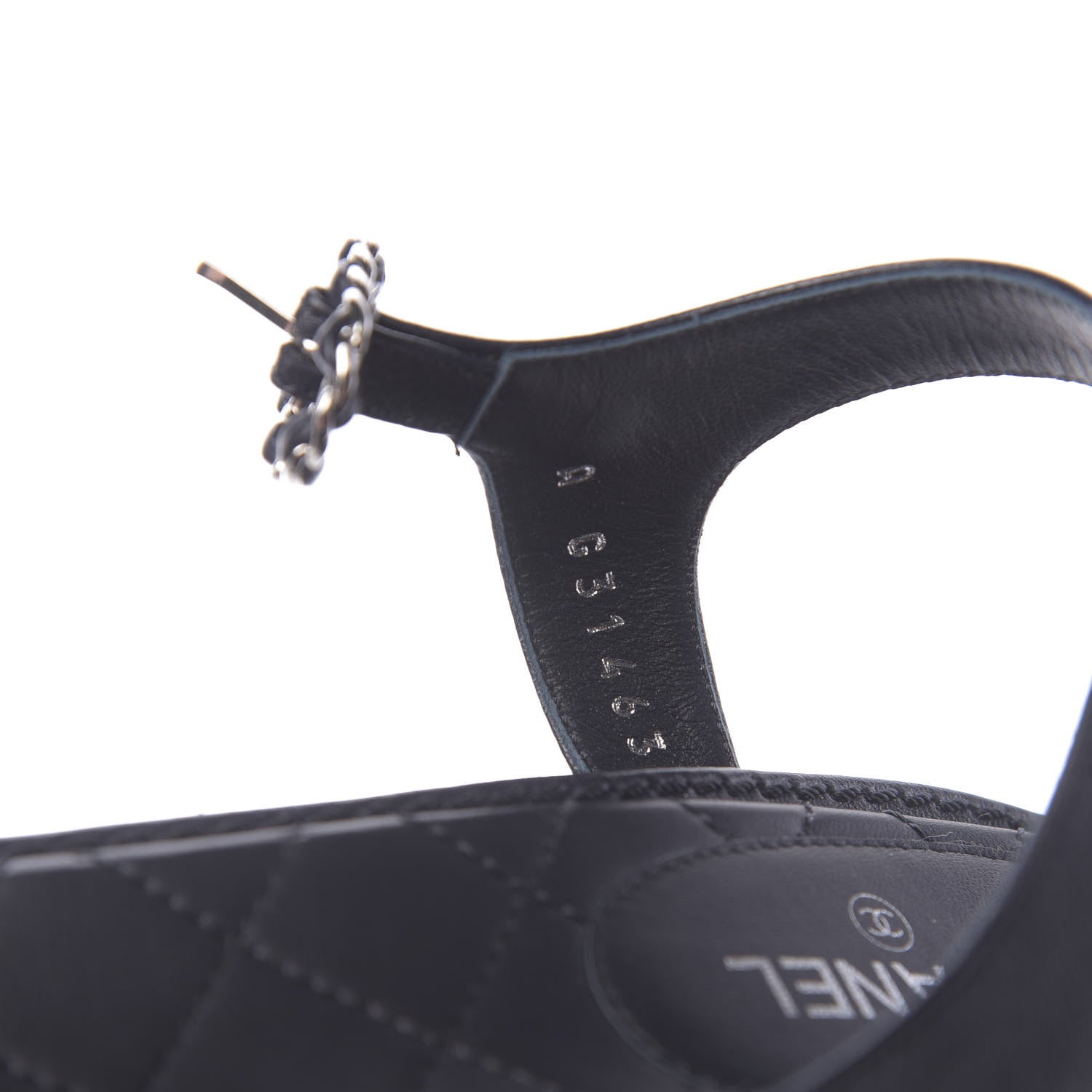 Chanel Lambskin Chain CC Logo Thong Sandals 38.5 Navy 7 of 10