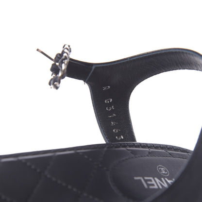 Chanel Lambskin Chain CC Logo Thong Sandals 38.5 Navy 7 of 10