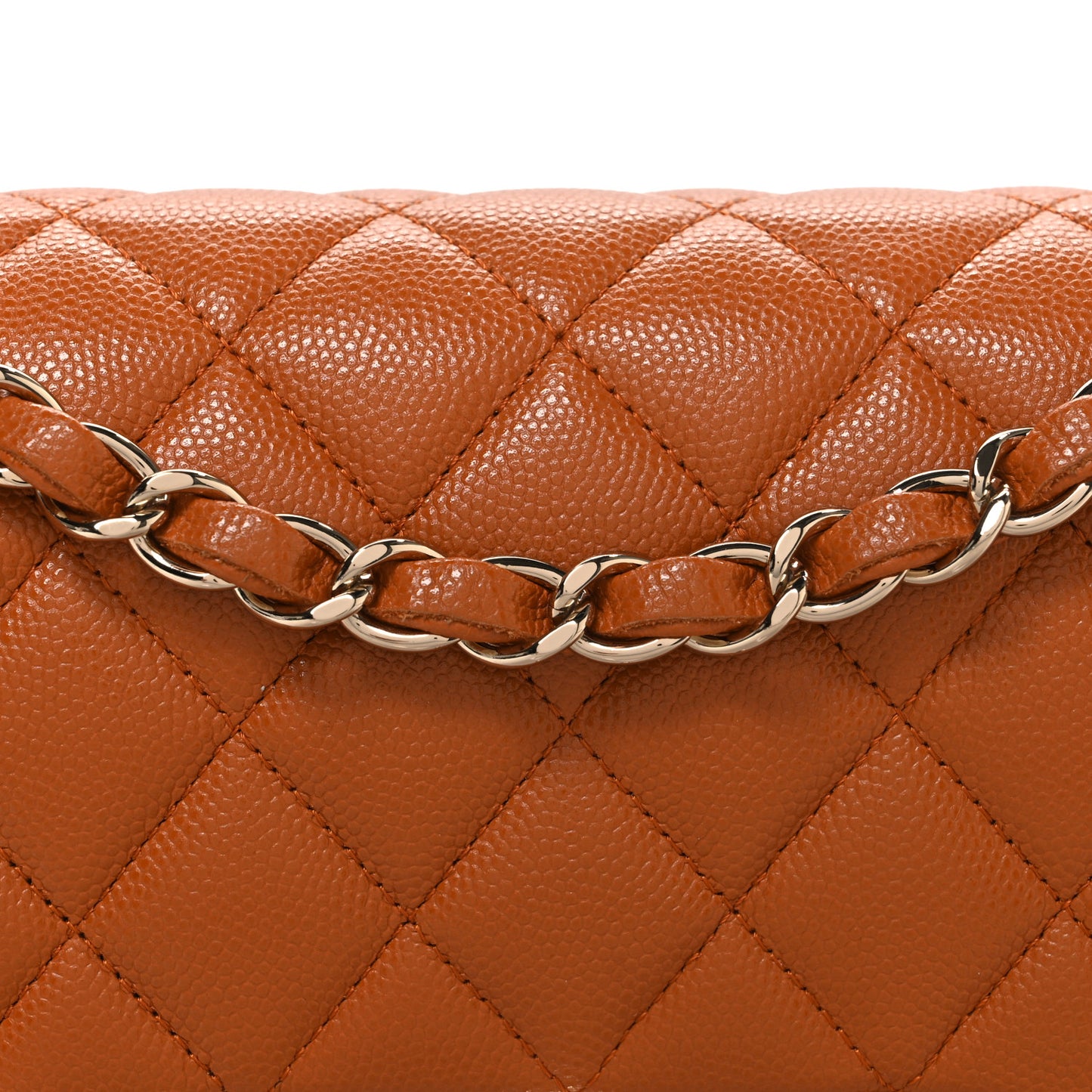 Caviar Quilted Small Double Flap Light Brown